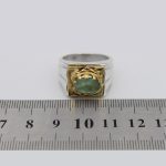 انگشتر زمرد الماس تراش نقره مردانه دست ساز طرح میعاد - Image 4