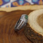 انگشتر زمرد الماس تراش نقره زنانه طرح پریناز - Image 3