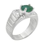 انگشتر زمرد الماس تراش نقره مردانه دست ساز طرح سامان