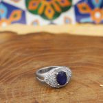 انگشتر یاقوت کبود الماس تراش نقره زنانه طرح بالجا - Image 3