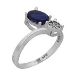 انگشتر یاقوت کبود الماس تراش نقره زنانه طرح عارفه