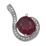 گردنبند یاقوت سرخ الماس تراش نقره زنانه طرح مهشید