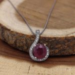 گردنبند یاقوت سرخ الماس تراش نقره زنانه طرح مهشید - Image 2