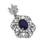 گردنبند یاقوت کبود الماس تراش نقره زنانه طرح سونا