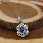 گردنبند یاقوت کبود الماس تراش نقره زنانه طرح سونا - Image 3