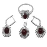 نیم ست عقیق سرخ نقره زنانه طرح انار