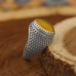 انگشتر شرف الشمس نقره مردانه طرح منصور + حکاکی - Image 2