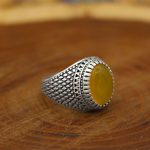 انگشتر شرف الشمس نقره مردانه طرح منصور + حکاکی - Image 3