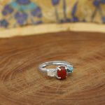 انگشتر چند سنگ نقره زنانه طرح نورا - Image 2