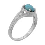 انگشتر فیروزه نیشابوری نقره زنانه طرح سوسن