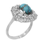 انگشتر فیروزه نیشابوری نقره زنانه طرح عاطفه