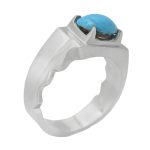 انگشتر فیروزه نیشابوری نقره مردانه دست ساز طرح جمشید