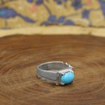 انگشتر فیروزه نیشابوری نقره مردانه دست ساز طرح جمشید - Image 2