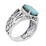 انگشتر فیروزه نیشابوری نقره مردانه طرح عتیق