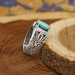 انگشتر فیروزه نیشابوری نقره مردانه طرح عتیق - Image 2