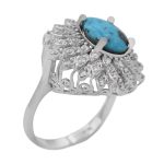 انگشتر فیروزه نیشابوری نقره زنانه طرح گلنار