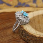 انگشتر فیروزه نیشابوری نقره زنانه طرح گلنار - Image 3