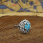 انگشتر فیروزه نیشابوری نقره زنانه طرح گلنار - Image 2