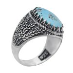 انگشتر فیروزه نیشابوری نقره مردانه طرح پویان