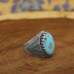 انگشتر فیروزه نیشابوری نقره مردانه طرح پویان - Image 2