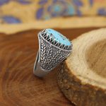 انگشتر فیروزه نیشابوری نقره مردانه طرح پویان - Image 3