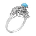 انگشتر فیروزه نیشابوری نقره زنانه طرح طاووس