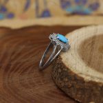 انگشتر فیروزه نیشابوری نقره زنانه طرح فروغ - Image 3