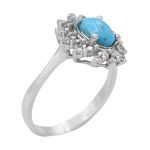 انگشتر فیروزه نیشابوری نقره زنانه طرح فرحناز