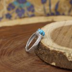 انگشتر فیروزه نیشابوری نقره زنانه طرح بشری - Image 3