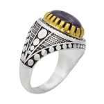 انگشتر آمیتیست نقره مردانه طرح نظام