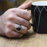 انگشتر آمیتیست نقره مردانه طرح نظام - Image 4