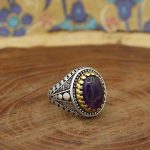 انگشتر آمیتیست نقره مردانه طرح نظام - Image 2