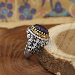 انگشتر آمیتیست نقره مردانه طرح نظام - Image 3