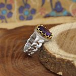 انگشتر آمیتیست نقره مردانه طرح فرهاد - Image 3