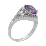 انگشتر آمیتیست الماس تراش نقره زنانه طرح صفیه