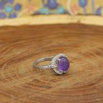 انگشتر آمیتیست نقره زنانه طرح مجلل - Image 2