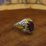 انگشتر آمیتیست نقره مردانه طرح جلال - Image 3