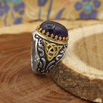 انگشتر آمیتیست نقره مردانه طرح هاتف - Image 2