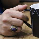 انگشتر آمیتیست نقره مردانه طرح هاتف - Image 5