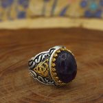 انگشتر آمیتیست نقره مردانه طرح هاتف - Image 3