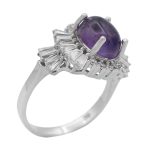 انگشتر آمیتیست الماس تراش نقره زنانه طرح لیلی