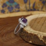 انگشتر آمیتیست الماس تراش نقره زنانه طرح لیلی - Image 2