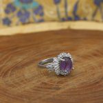 انگشتر آمیتیست الماس تراش نقره زنانه طرح لیلی - Image 3