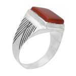 انگشتر عقیق سرخ نقره دست ساز مردانه و زنانه طرح مقتدی + حرز امام جواد (ع)