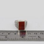 انگشتر عقیق سرخ نقره دست ساز مردانه و زنانه طرح مقتدی + حرز امام جواد (ع) - Image 4