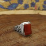 انگشتر عقیق سرخ نقره دست ساز مردانه و زنانه طرح مقتدی + حرز امام جواد (ع) - Image 2