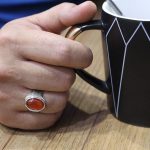 انگشتر عقیق سرخ نقره دست ساز مردانه طرح مصدق + حرز امام جواد (ع) - Image 5