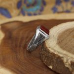 انگشتر عقیق سرخ نقره دست ساز مردانه طرح مفتح + حرز امام جواد (ع) - Image 3