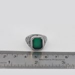 انگشتر عقیق سبز نقره مردانه طرح وزیر - Image 4