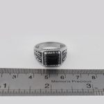 انگشتر عقیق مشکی نقره مردانه طرح فراز - Image 4